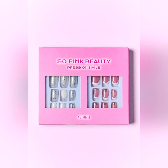 SO PINK BEAUTY Glamour and Glitz Press On Nails 2 Pack Set - Picture 1 of 3